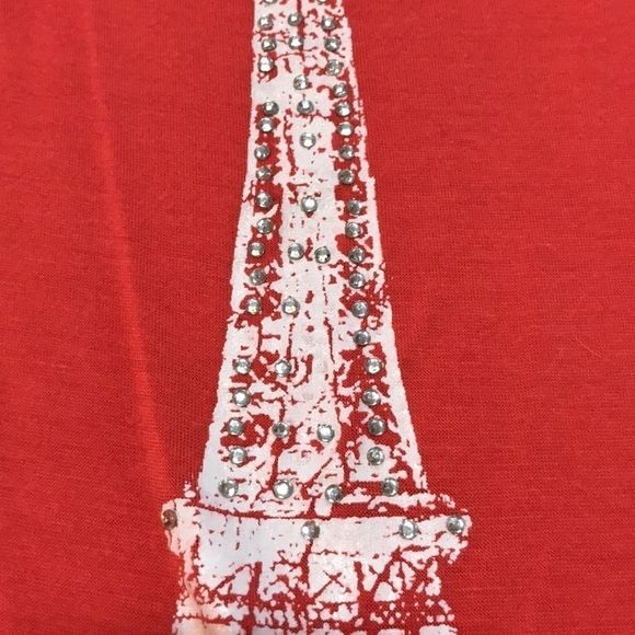 JK LA California Tres Belle Eiffel Tower Rhinestone Graphic Tee - Picture 4 of 6